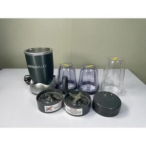 Nutribullet Magic Bullet NB-101B Blender With Accessories Blades  Cups Lids Gray